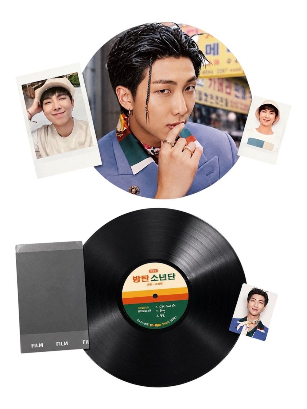 BTS SEASONS GREETINGS 2021 RM PHOTO SET + STICKER SHEET (4PCS) - NEW